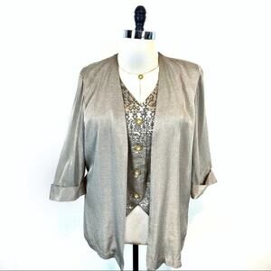 Retro Blazer Vest Combo Gold and Cream Secretary Chic 80s Vintage Goodness
